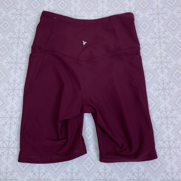 Old Navy Active Powersoft High Rise Bike Shorts Go-Dry Athletic Maroon S - Picture 4 of 5